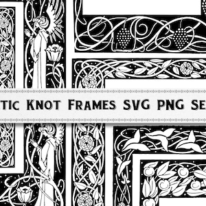 Celtic Knot Frame Border Illustrations Set 2 / Medieval Border / SVG PNG Images / Digital Download / Commercial Use / Art Nouveau