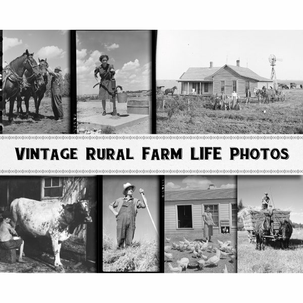 Vintage Rural Farm Life Photographs / Digital Download / Commercial Use / Farming Clipart Printable