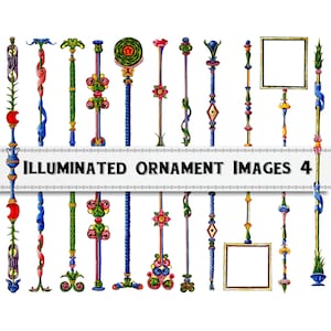Medieval Illuminated Manuscript Ornaments Set 4, Digital Download, Commercial Use Clipart, Middle Ages Knotwork Borders