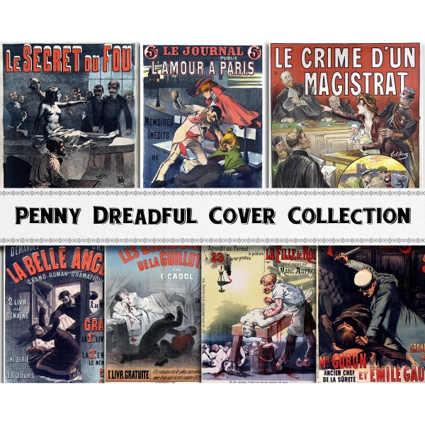 Französische Penny Dreadful Pulp Fiction Buch Cover Bilder / Digital Download / Kommerzielle Nutzung / Clipart / Hohe Auflösung