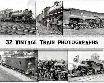 Vintage Train Photographs / Digital Download / Commercial Use /Railroad Clipart Printables
