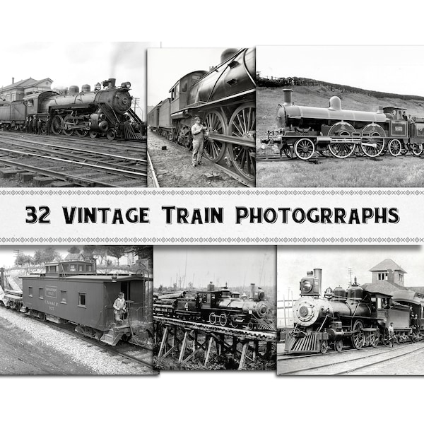Vintage Train Photographs / Digital Download / Commercial Use /Railroad Clipart Printables