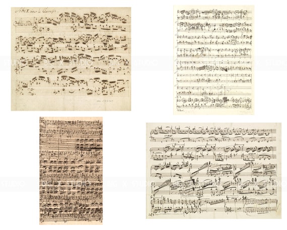 Handwritten Music Images, Commercial Use, Digital Download, Bach