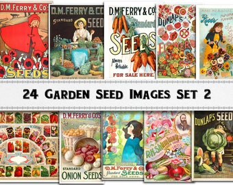 Vintage Printable Seed Packet Instant Download, Flower Seed Favors SKU 004