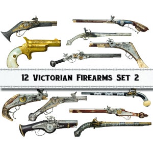 Victorian Steampunk Firearm Images Set 2/ Digital Download / Commercial Use / Vintage Clipart