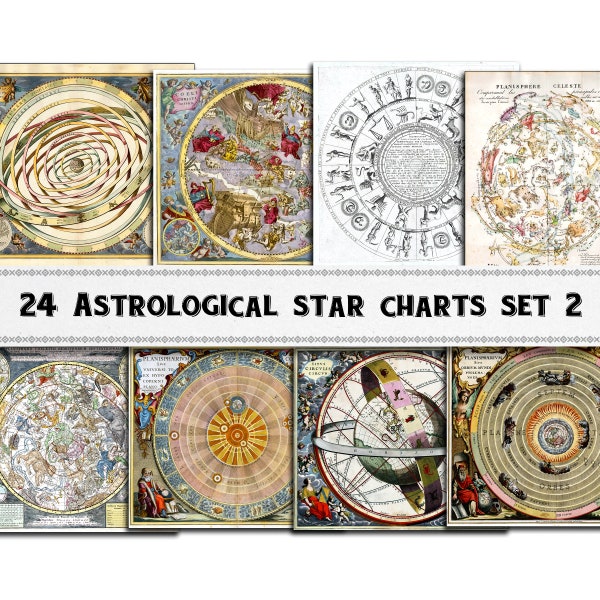 Astrological Star Chart Images Set 2 / Medieval Renaissance Maps / Digital Download / Commercial Use / Clipart