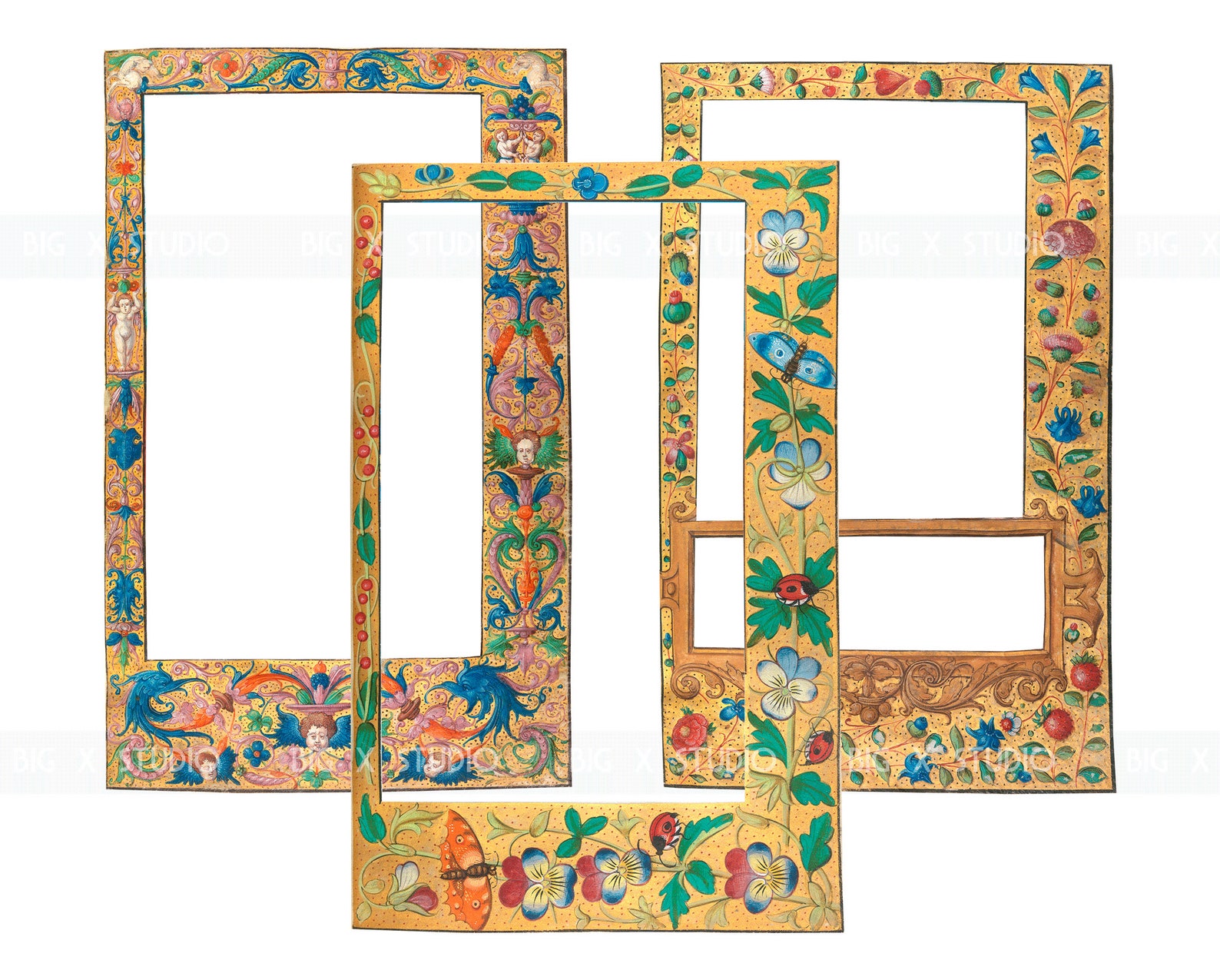 Manuscript Frame Medieval Illuminated Manuscript Frame PNG Images, Digital Download ...