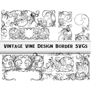 Vintage Vine Leaf SVG Border Frames / Digital Download / Commercial Use / Plant Cartouche