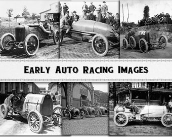 Vintage Auto Racing Images / Digital Download / Commercial Use / Race Car Clipart Printables