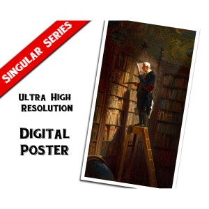 Der Bücherwurm Digitales Poster Download / Extrem hohe Auflösung / Kommerzielle Nutzung / Carl Spitzweg