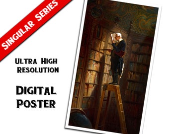 The Bookworm Digital Poster Download / Ultra High Resolution  / Commercial Print Use /  Carl Spitzweg