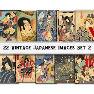 Vintage Japanese Kabuki Style Print Images Set #2 / Digital Download / Commercial Use / Clipart