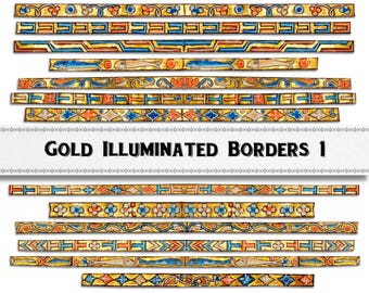 Medieval Gold Leaf Borders: Illuminated Manuscript Clipart (Digital Download)
