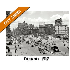 Vintage Photo of Detroit in 1917 Print Download / High Resolution  / Commercial Print Use