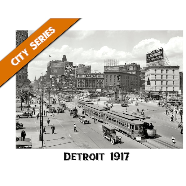 Vintage Photo of Detroit in 1917 Print Download / High Resolution  / Commercial Print Use