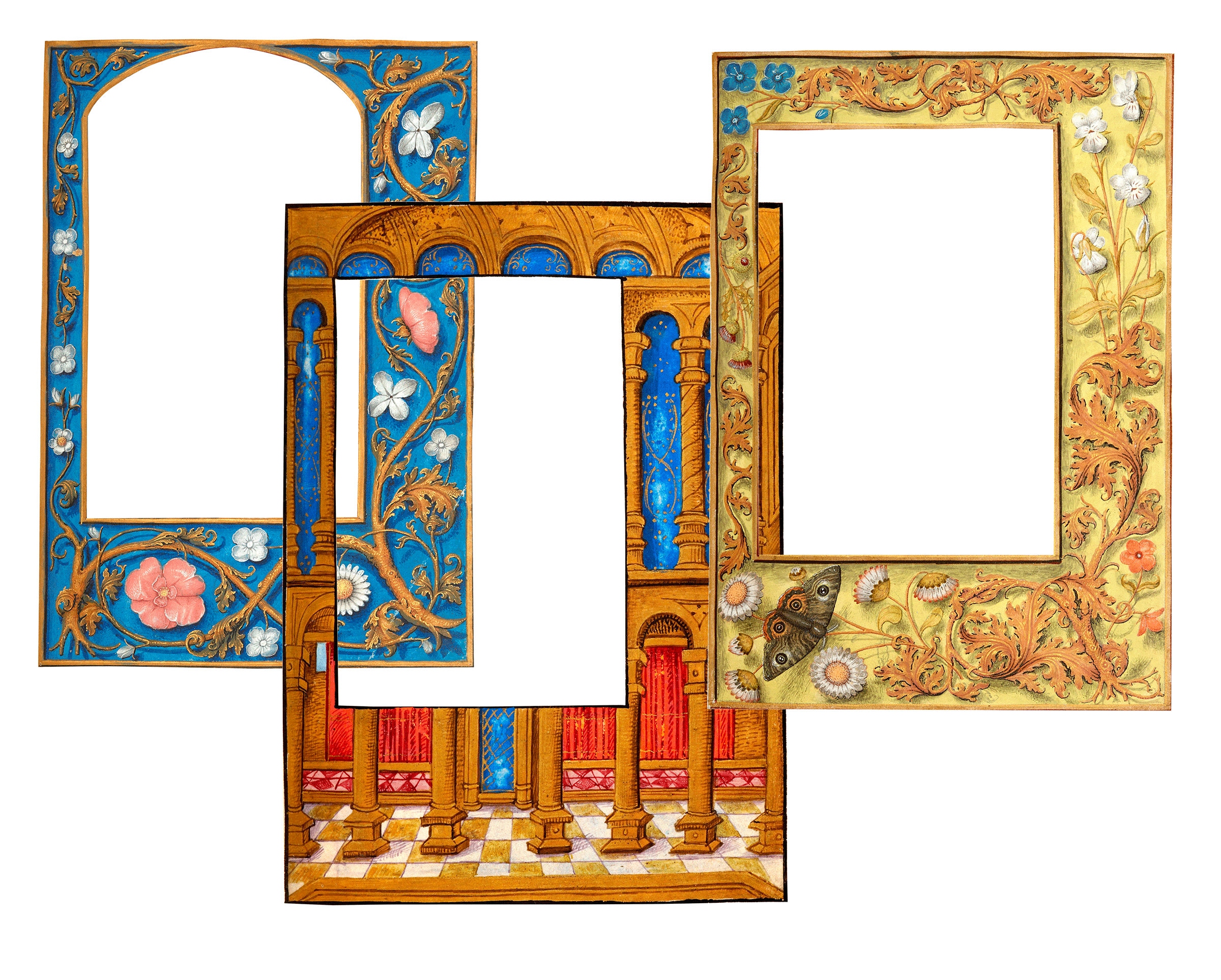 Medieval Illuminated Manuscript Frame PNG Images Set 4, Digital ...