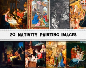 Nativity Painting Images / Christmas Art / Digital Download / Commercial Use / Clipart