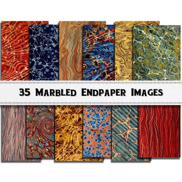 Marbled Paper Image Collection / Book Endpapers/ Commercial Use / Digital Download / Venetian Paper