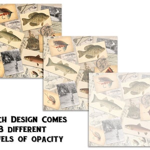Vintage Fishing Digital Paper / Scrapbook Wallpapers / Fishing Ephemera ...