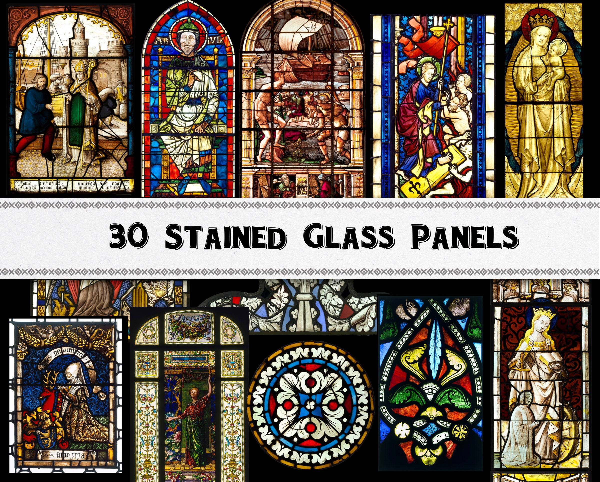 Medieval Renaissance Stained Glass Images Digital Download Etsy Ireland