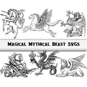 Magical Mythical Beast SVG Images / Digital Download / Commercial Use / Unicorn Pegasus Clipart