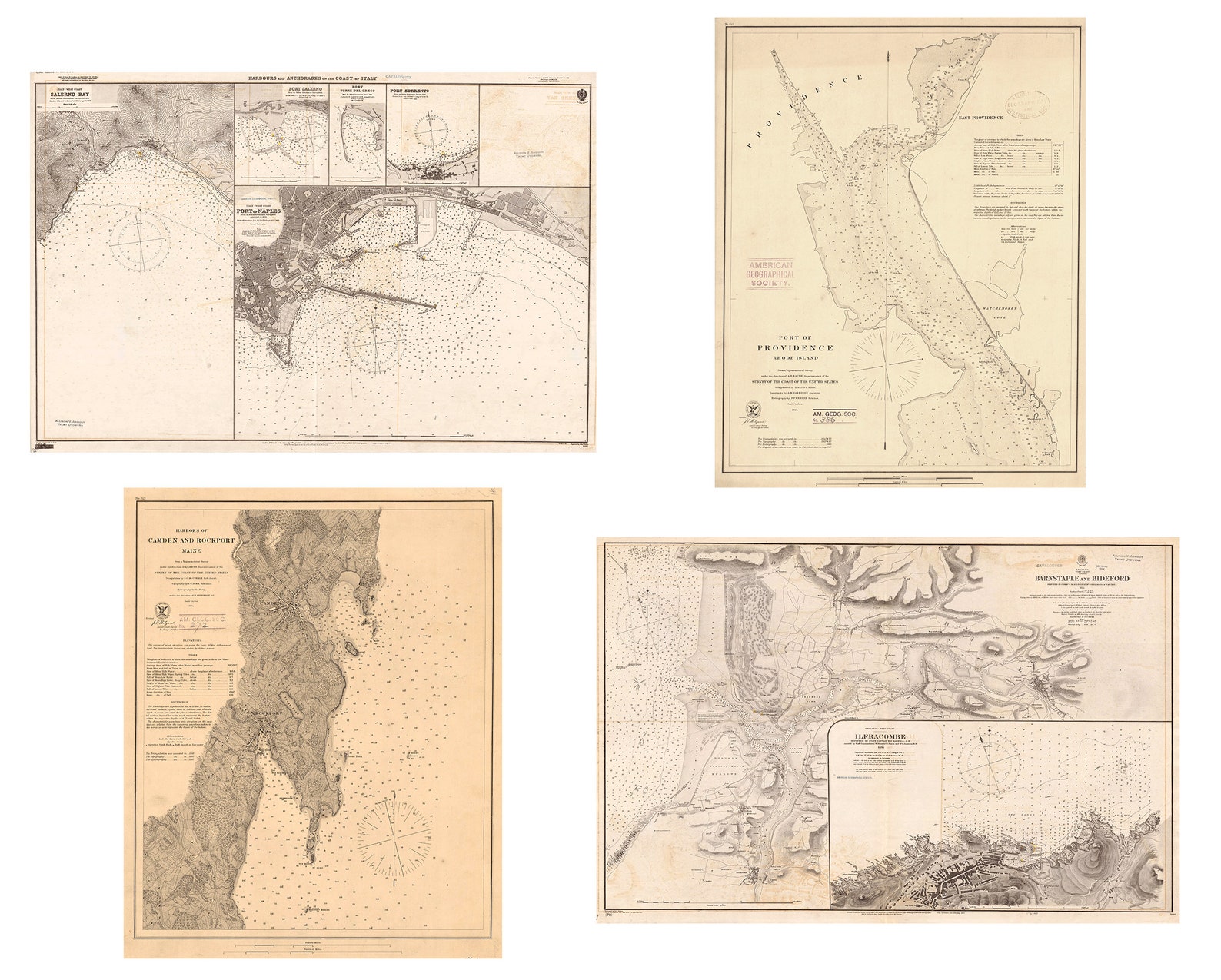 Vintage Nautical Chart Images Set 2 / Coastal Maps / Digital Download ...