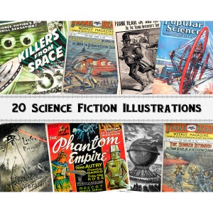 Early Science Fiction Illustration Images / Digital Download / Commercial Use / Clipart