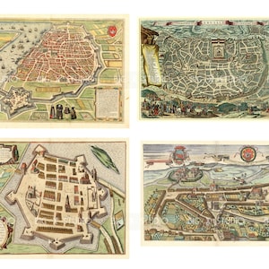 Color Medieval Walled City Map Images / Medieval Renaissance Maps / Digital Download / Commercial Use / Clipart image 4