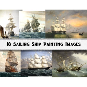 Sailing Ship Painting Images / Digital Download / Commercial Use / Clipart