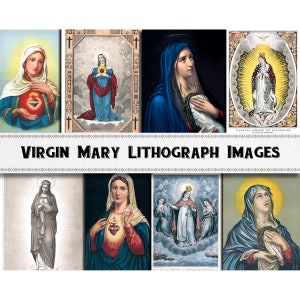 Immagini litografia vintage della Vergine Maria / Download digitale / Uso commerciale / Clipart cristiano