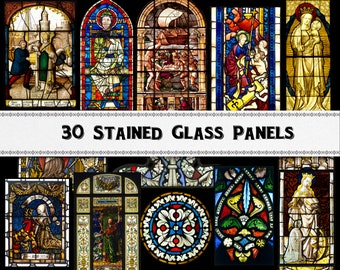 Medieval Renaissance Stained Glass Images / Digital Download / Commercial Use / Vintage Clipart