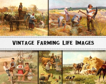 Rural Farming Life Painting Image Collection / Farm Ephemera / Commercial Use / Digital Download