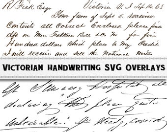 Victorian Handwriting SVG Images / Digital Download / Commercial Use / SVG Writing Clipart