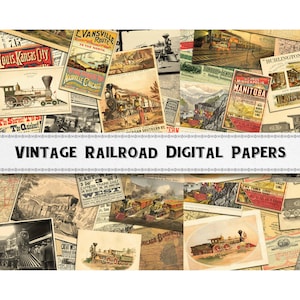 Vintage Eisenbahn Zug Digitale Papiere / Scrapbook Wallpapers / Zug Download / Kommerzielle Nutzung inbegriffen