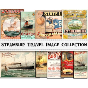 Vintage Schiffe Reise Poster Bilder / Dampfer Ephemera / Kommerzielle Nutzung / Clipart Download