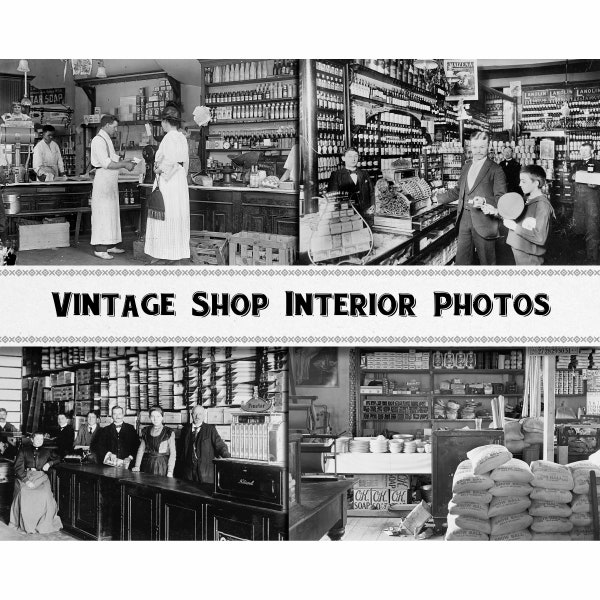 Vintage Shop and Store Interior Images / Digital Download / Commercial Use / Dollhouse Clipart Printable