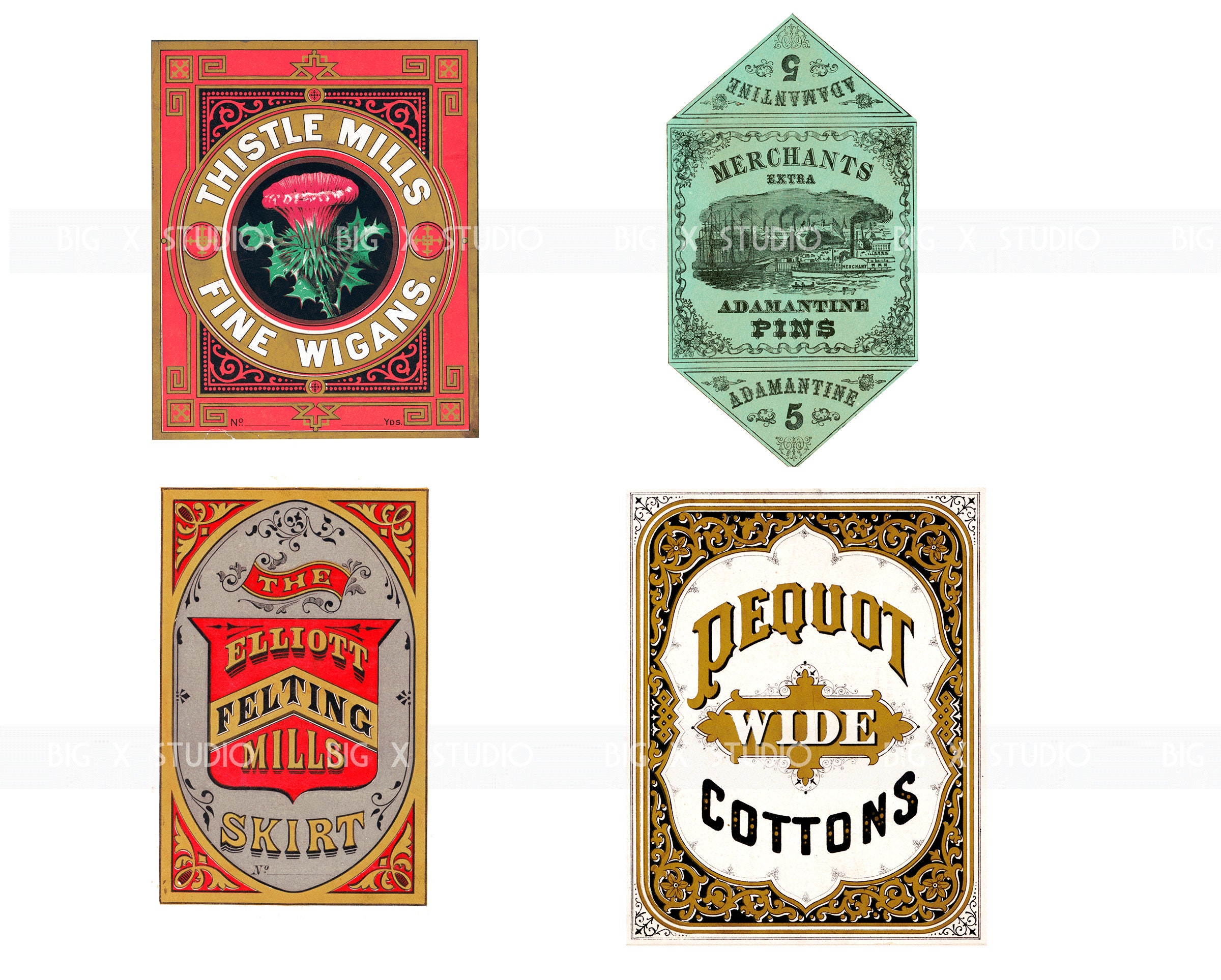 Sewing Labels / Victorian Ephemera Images / Digital Download ...