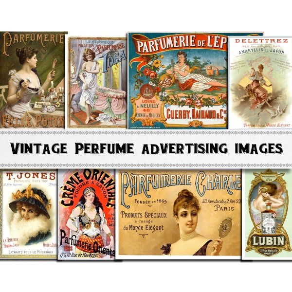 Vintage French Perfume Advertising Images / Digital Download / Commercial Use / Clipart