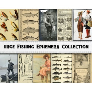 Huge Vintage Fishing Ephemera Image Collection / Digital Download / Commercial Use / Printable Clipart