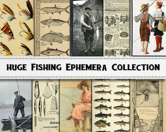 Huge Vintage Fishing Ephemera Image Collection / Digital Download / Commercial Use / Printable Clipart