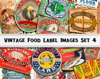 Vintage Food Label Images Set 4 / Digital Download / Commercial Use / PNG Clipart