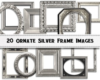Ornate Silver Frame Images / Digital Download / Commercial Use / Clipart PNG