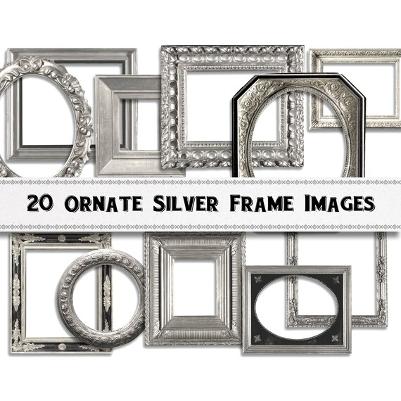 Ornate Silver Frame Images / Digital Download / Commercial Use / Clipart PNG