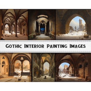 Medieval Gothic Castle Arches Painting Images / Digital Download / Commercial Use / Clipart