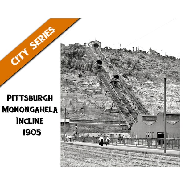 Téléchargement d'impression vintage Pittsburgh Monongahela Incline 1905 / haute résolution / impression commerciale