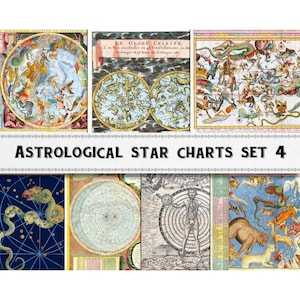 Astrological Star Chart Images Set 4 / Cartes de la Renaissance médiévale / Téléchargement numérique / Utilisation commerciale / Clipart