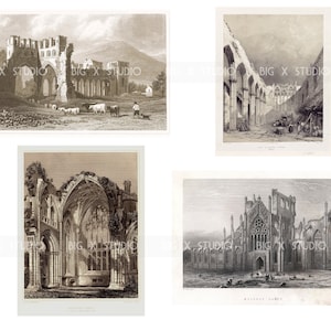 Medieval Gothic Church Ruin Engraving Images / Digital Download ...
