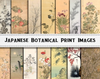 Imágenes de pintura botánica japonesa vintage / Descarga digital / Uso comercial / Imágenes prediseñadas / Alta resolución