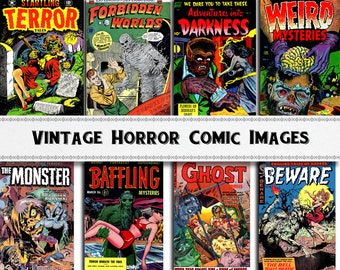 Vintage Horror Comic Images / Digital Download / Commercial Use / Halloween Decoration DIY