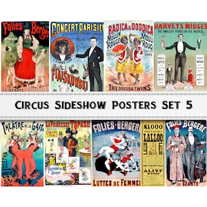 Imágenes de carteles de Circus Sideshow Set 5 / Descarga digital / Uso comercial / Clipart DIY